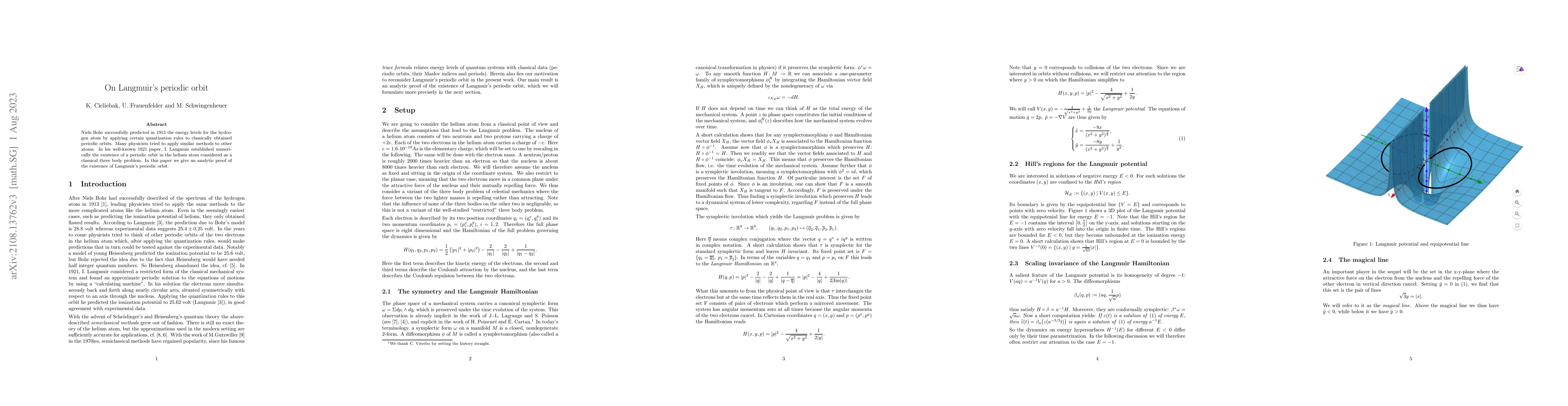Thumbnail for On Langmuir's periodic orbit