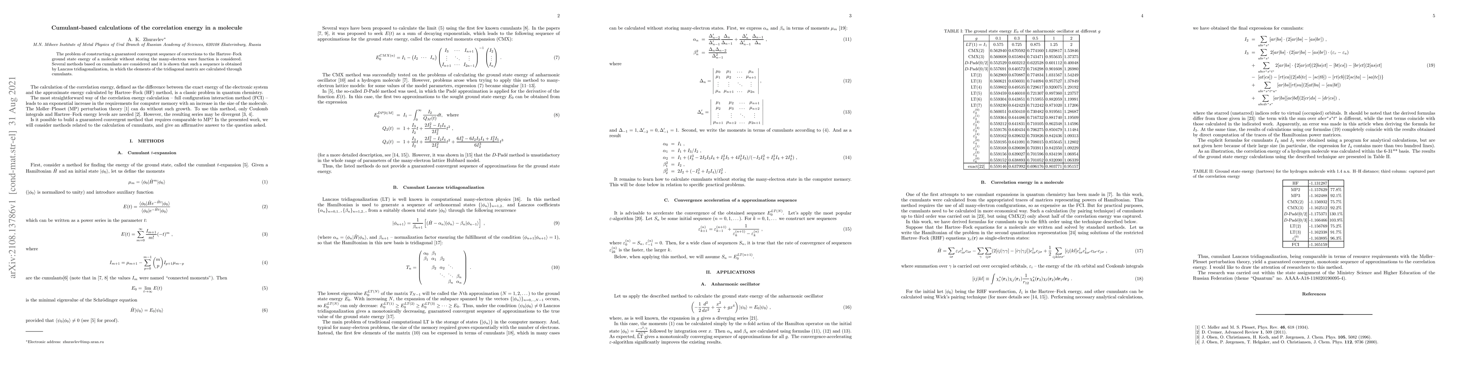 Thumbnail for Cumulant-based calculations of the correlation energy in a molecule