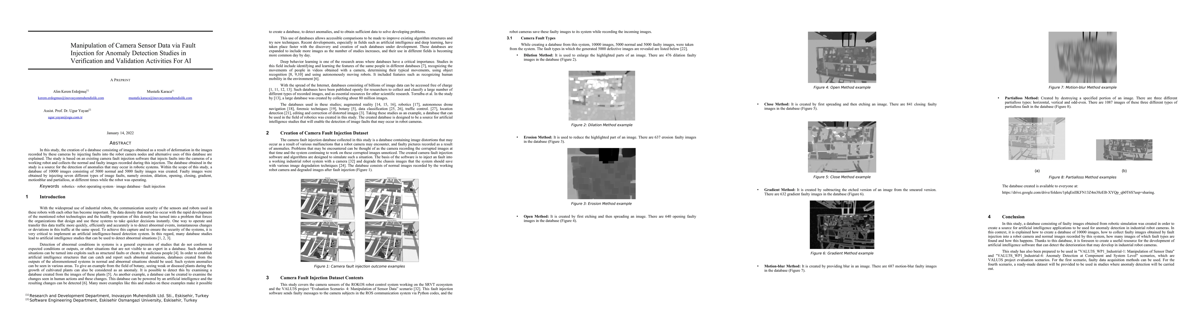 Thumbnail for Manipulation of Camera Sensor Data via Fault Injection for Anomaly
  Detection Studies in Verification and Validation Activities For AI