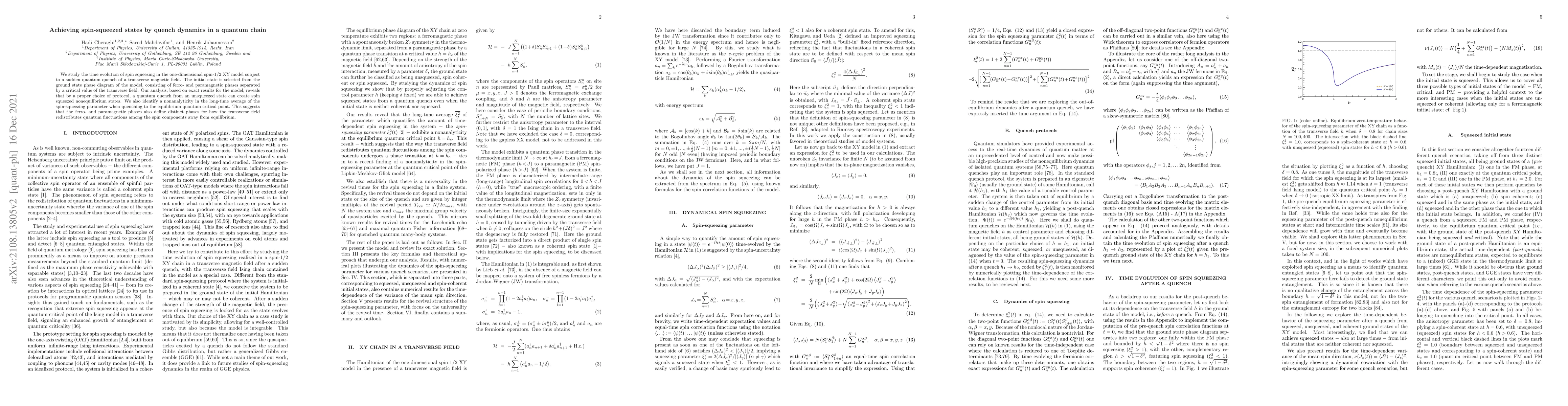 Thumbnail for Achieving spin-squeezed states by quench dynamics in a quantum chain