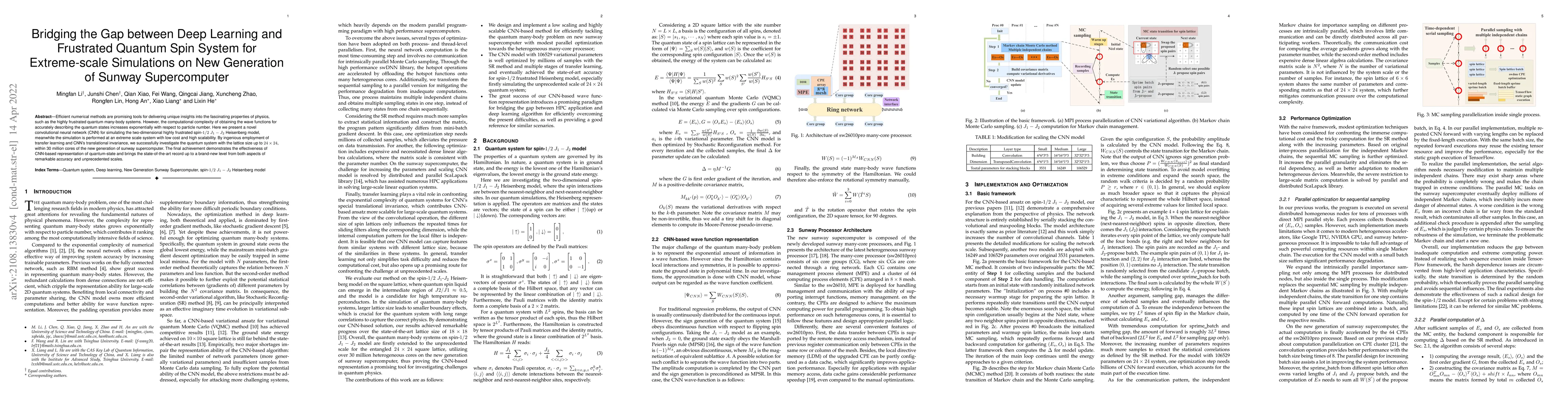 Thumbnail for Bridging the Gap between Deep Learning and Frustrated Quantum Spin
  System for Extreme-scale Simulations on New Generation of Sunway
  Supercomputer
