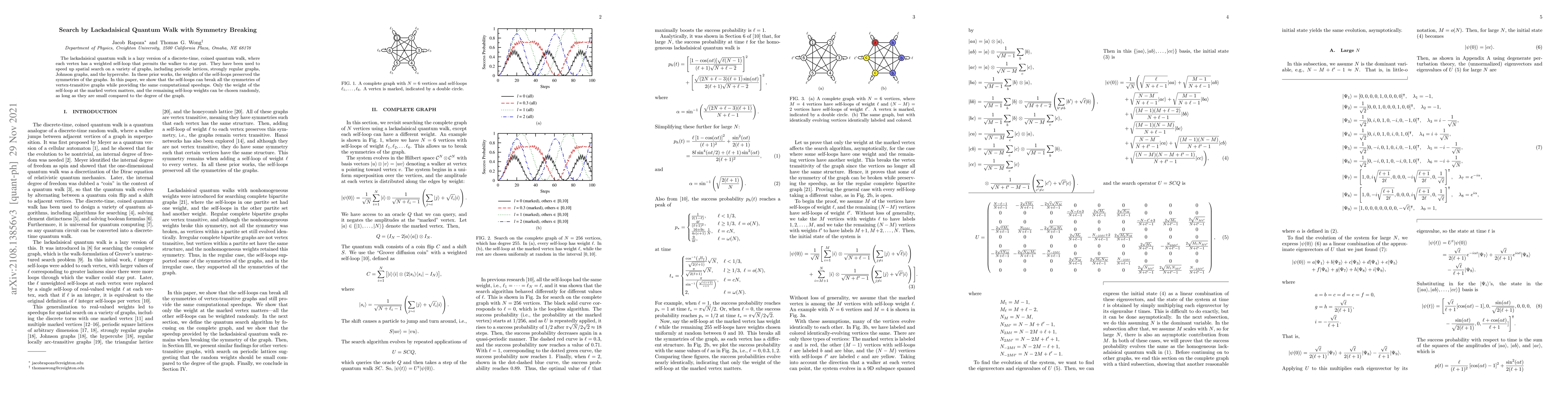 Thumbnail for Search by Lackadaisical Quantum Walk with Symmetry Breaking
