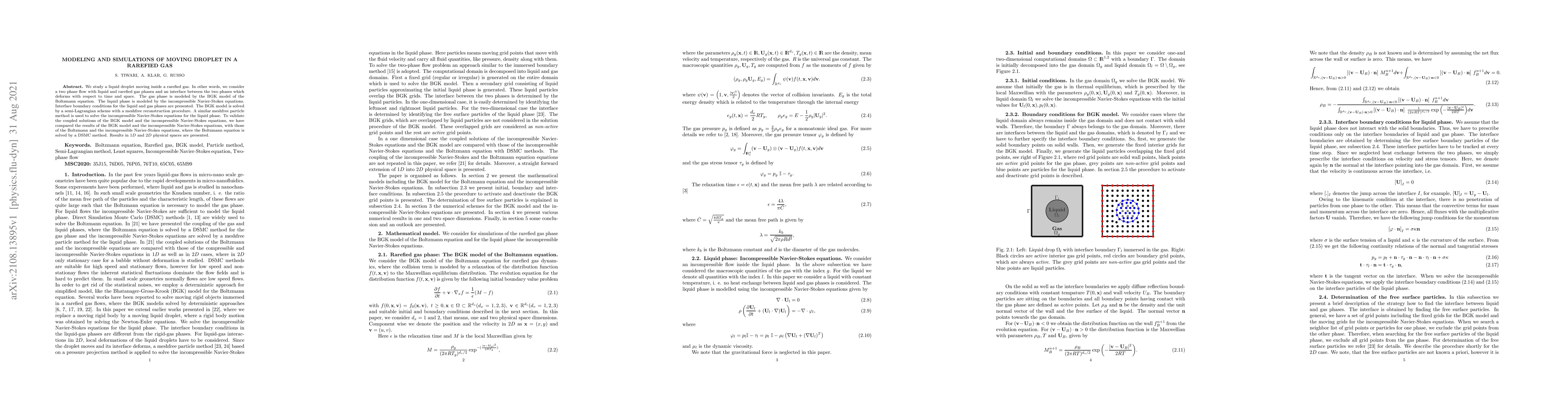 Thumbnail for Modeling and simulations of moving droplet in a Rarefied gas