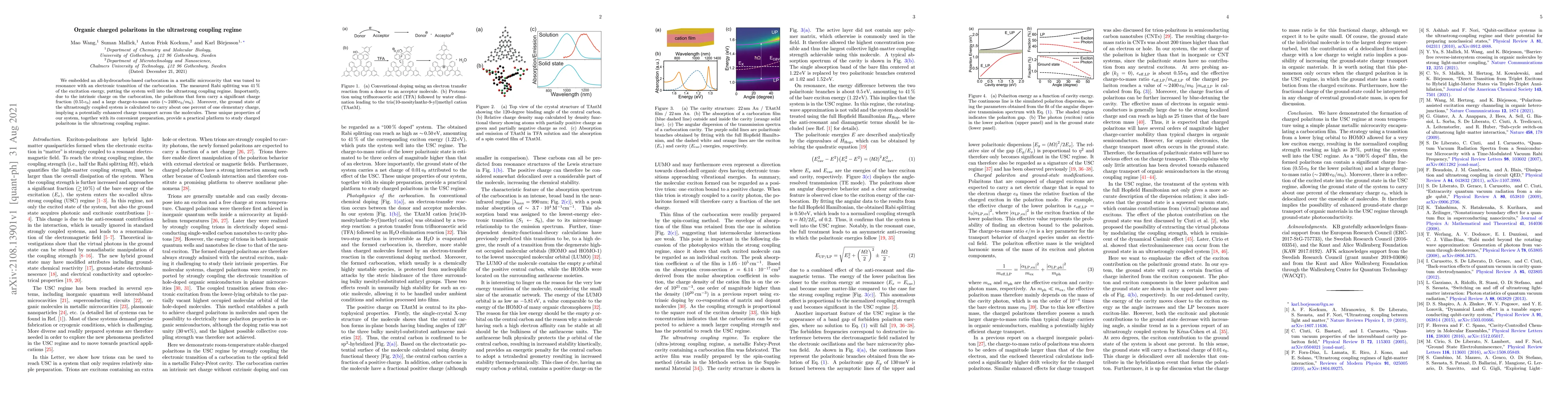 Thumbnail for Organic charged polaritons in the ultrastrong coupling regime