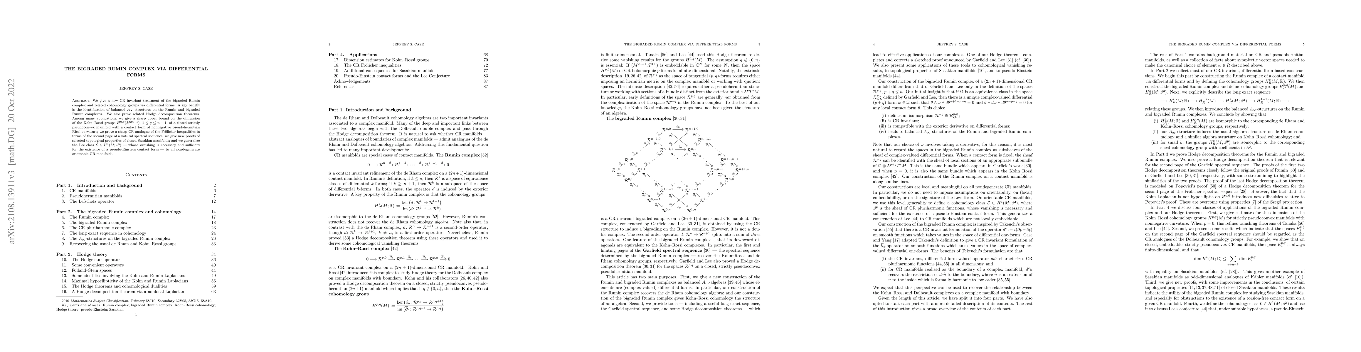 Thumbnail for The bigraded Rumin complex via differential forms