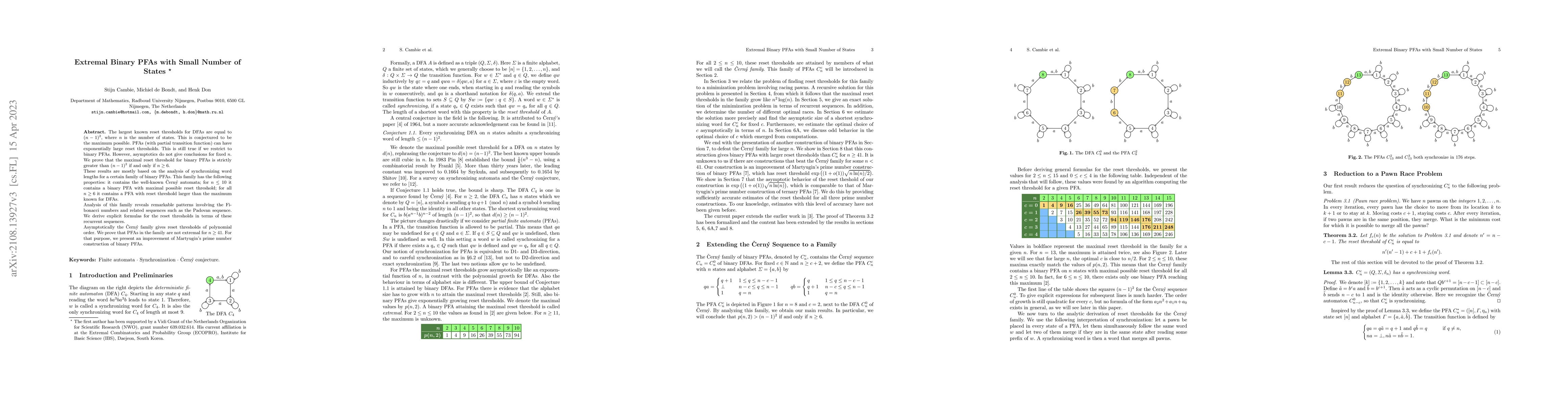 Thumbnail for Extremal Binary PFAs with Small Number of States