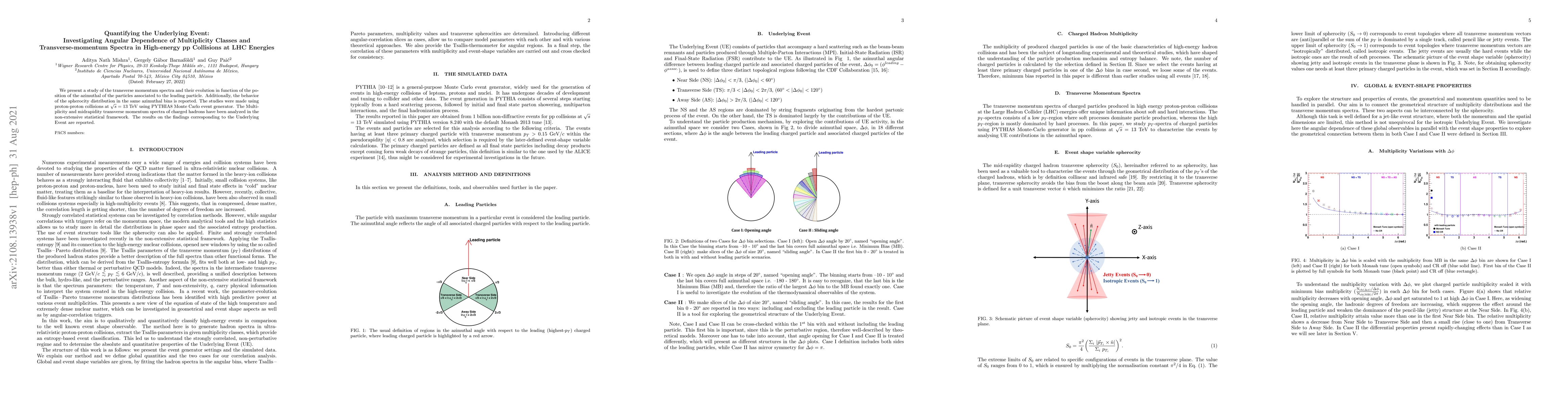 Thumbnail for Quantifying the Underlying Event: Investigating Angular Dependence of
  Multiplicity Classes and Transverse-momentum Spectra in High-energy pp
  Collisions at LHC Energies