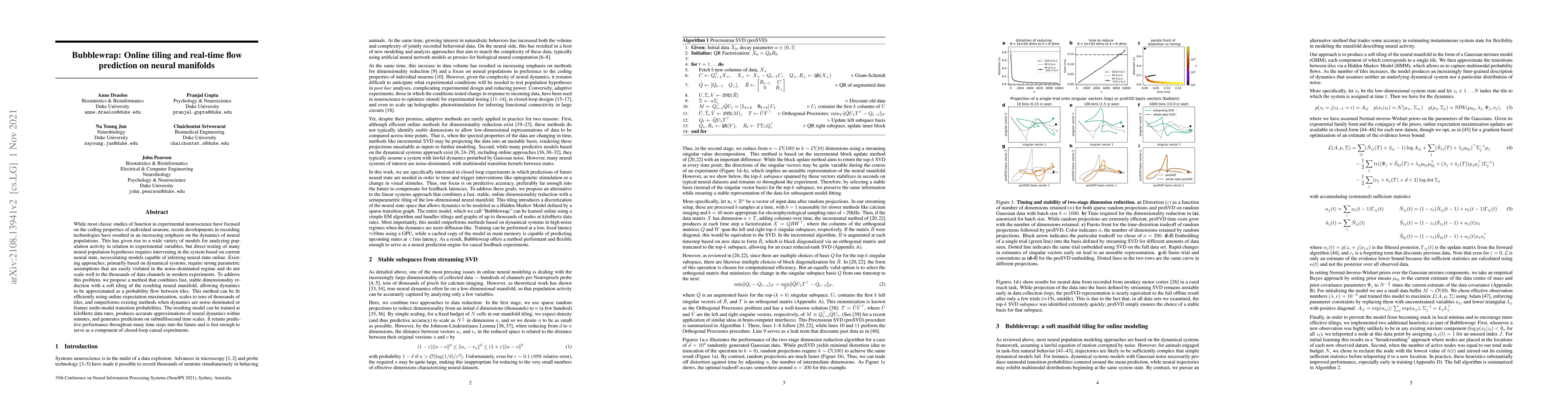 Thumbnail for Bubblewrap: Online tiling and real-time flow prediction on neural
  manifolds