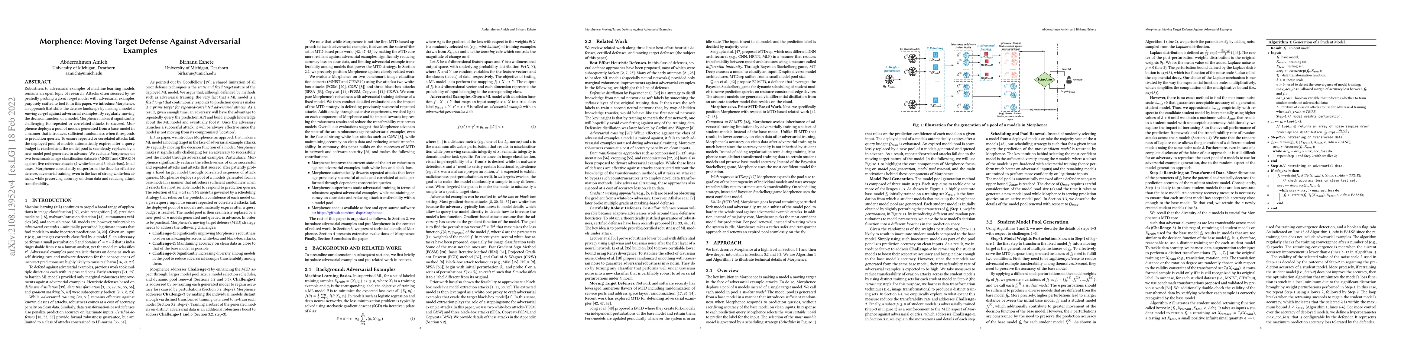 Thumbnail for Morphence: Moving Target Defense Against Adversarial Examples