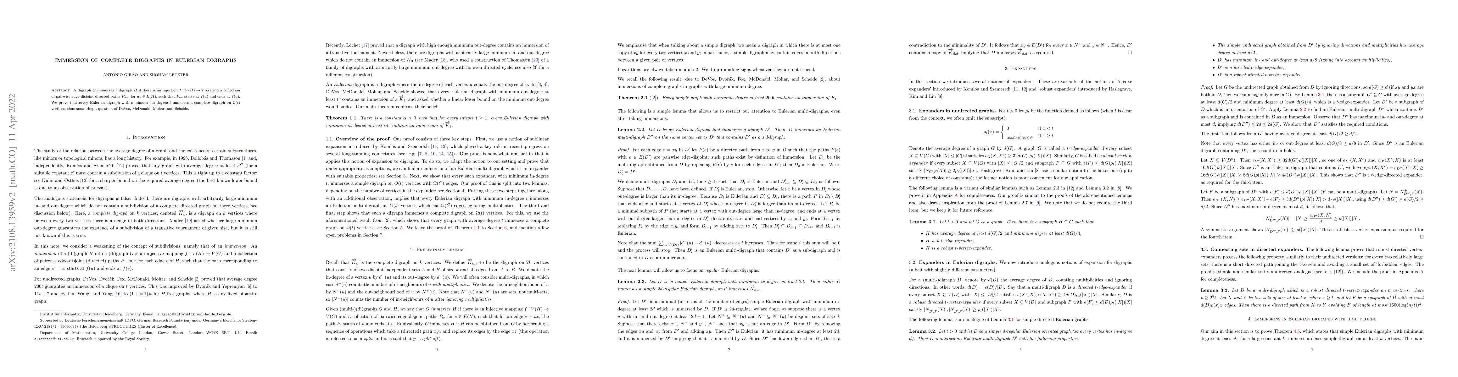 Thumbnail for Immersion of complete digraphs in Eulerian digraphs