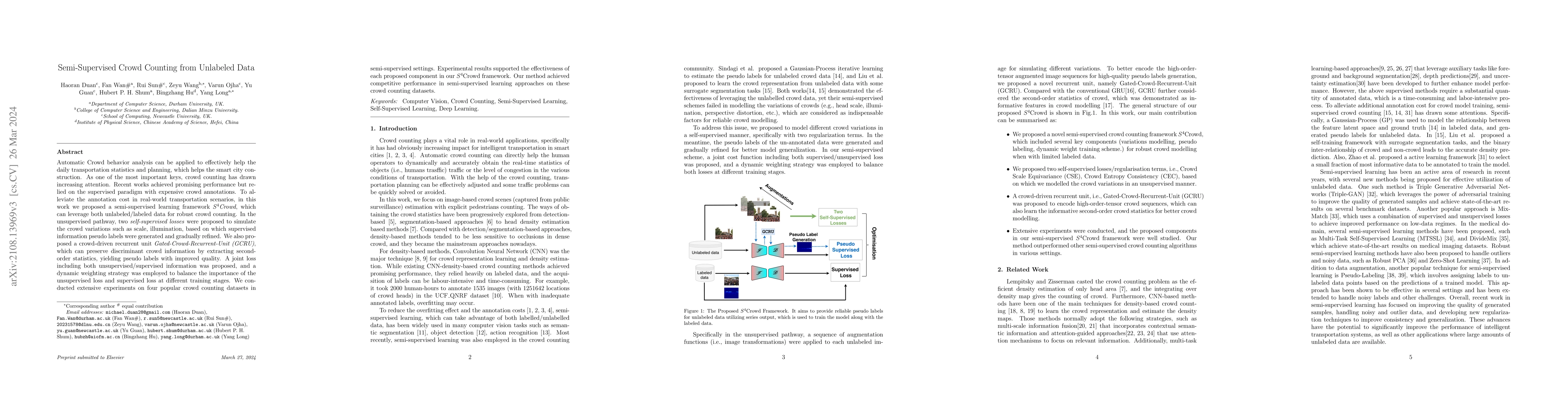 Thumbnail for Semi-Supervised Crowd Counting from Unlabeled Data