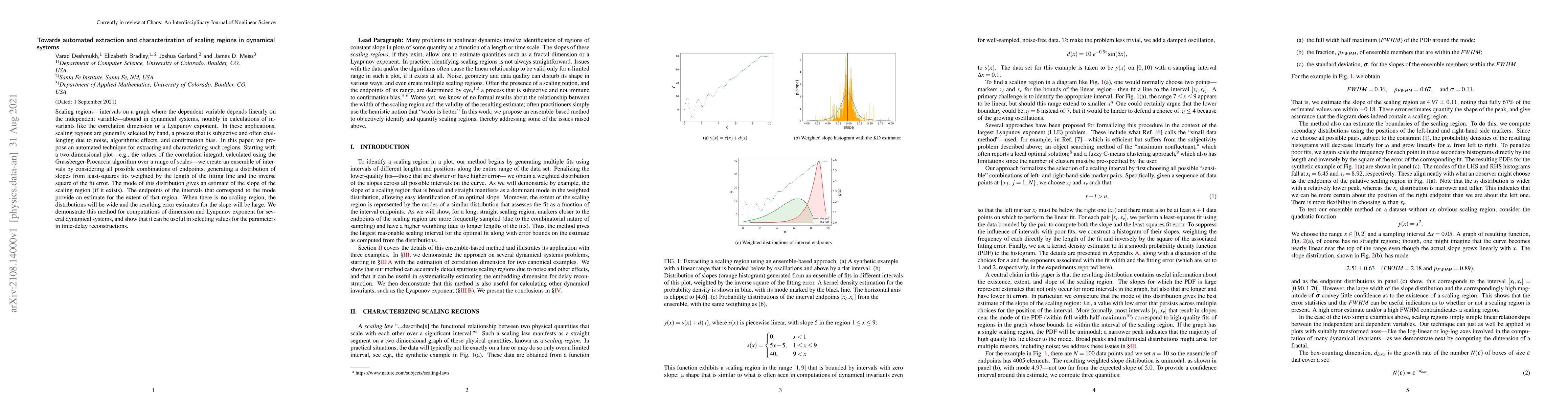 Thumbnail for Towards automated extraction and characterization of scaling regions in
  dynamical systems