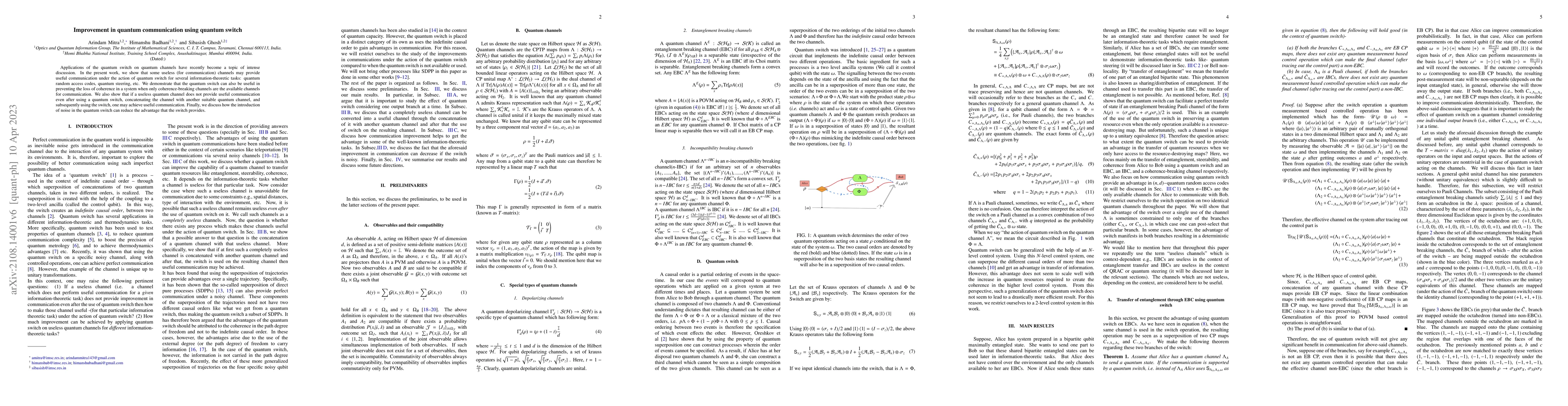 Thumbnail for Improvement in quantum communication using quantum switch