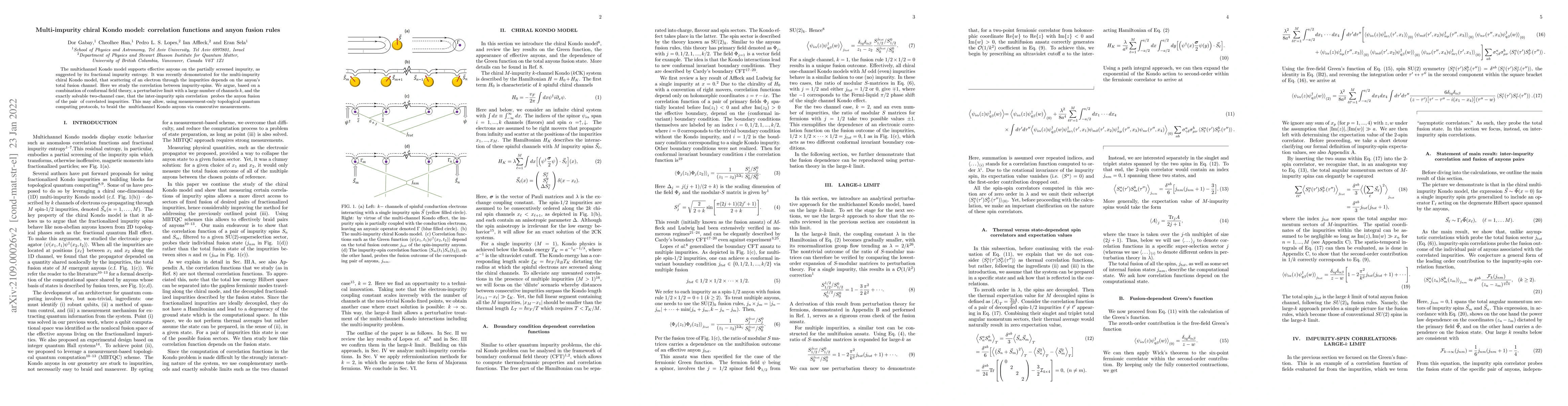 Thumbnail for Multi-impurity chiral Kondo model: correlation functions and anyon
  fusion rules