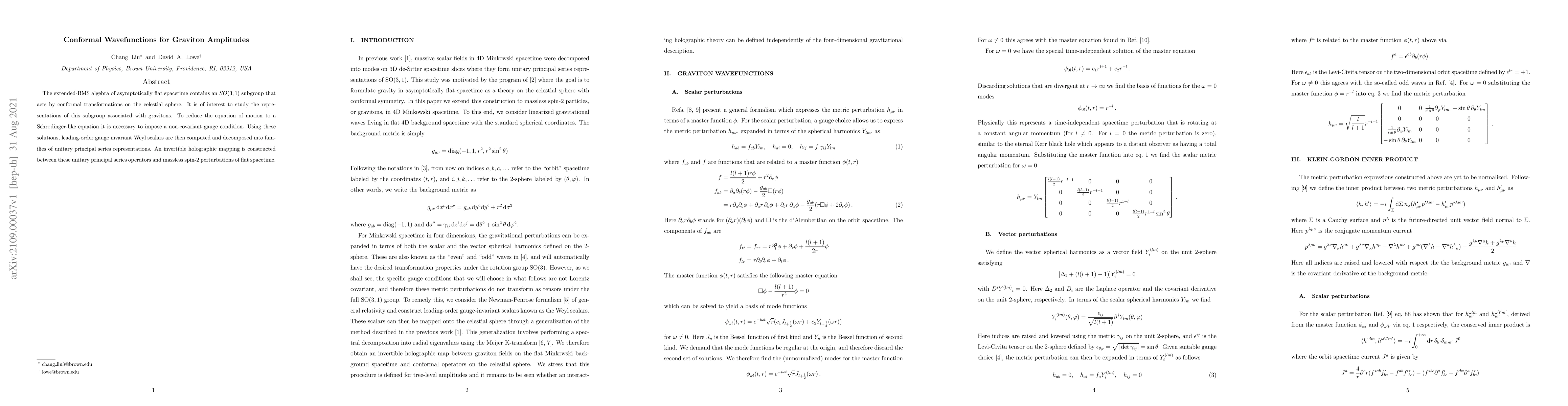 Thumbnail for Conformal Wavefunctions for Graviton Amplitudes