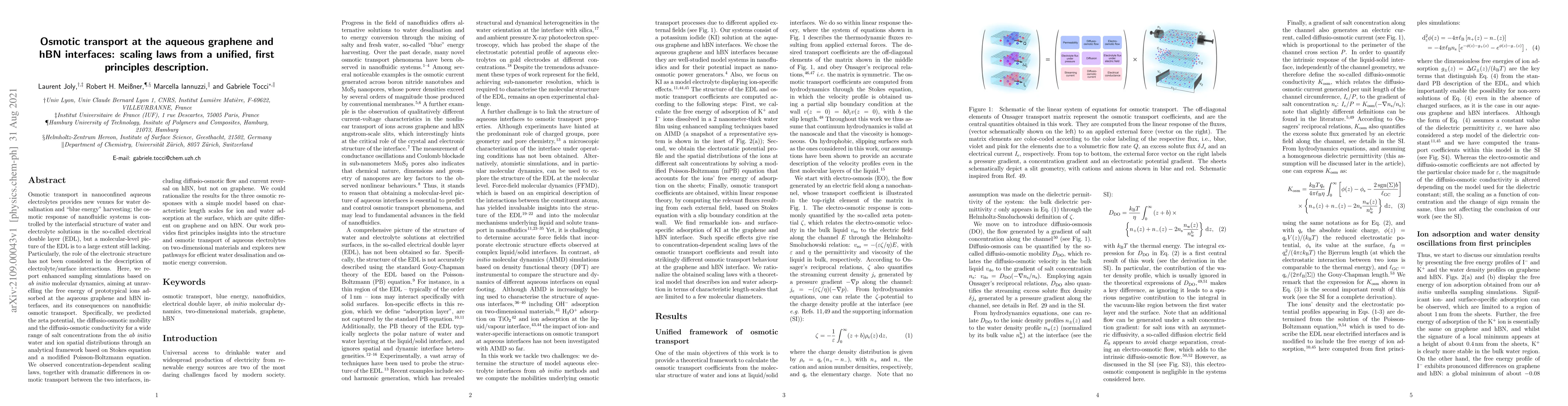 Thumbnail for Osmotic transport at the aqueous graphene and hBN interfaces: scaling
  laws from a unified, first principles description