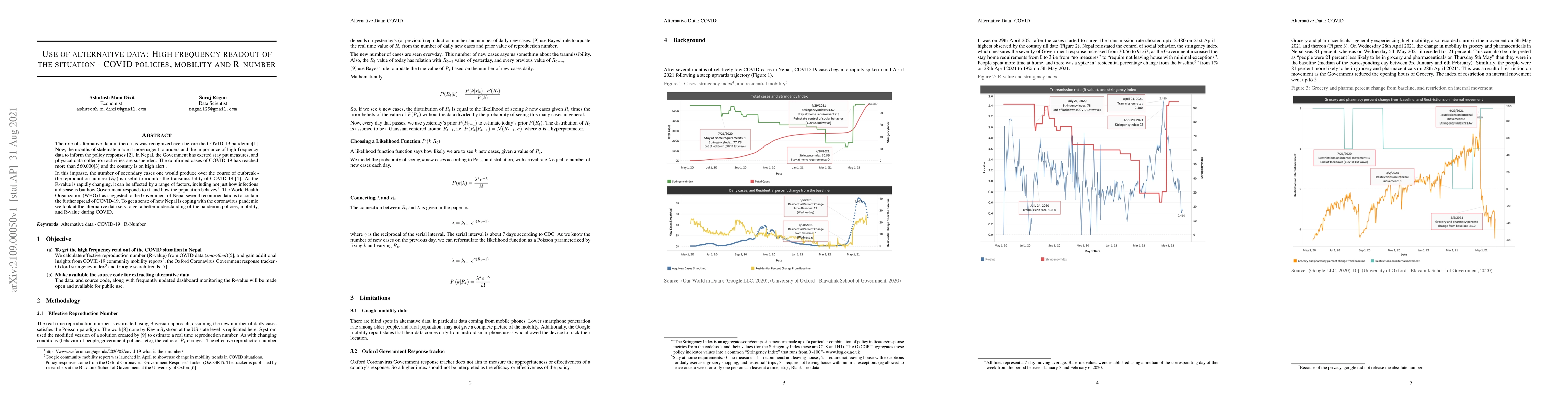 Thumbnail for Use of alternative data: High frequency readout of the situation --
  COVID policies, mobility, and R-Number
