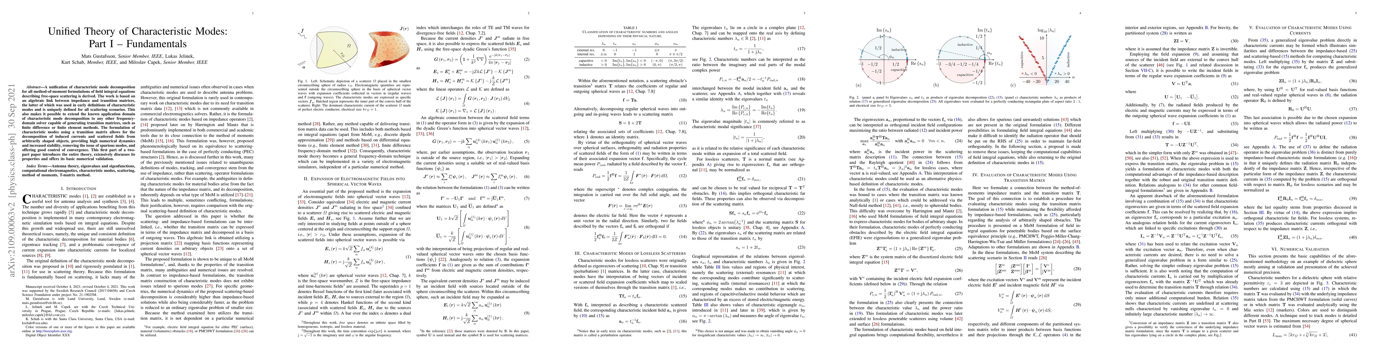 Thumbnail for Unified Theory of Characteristic Modes: Part I -- Fundamentals
