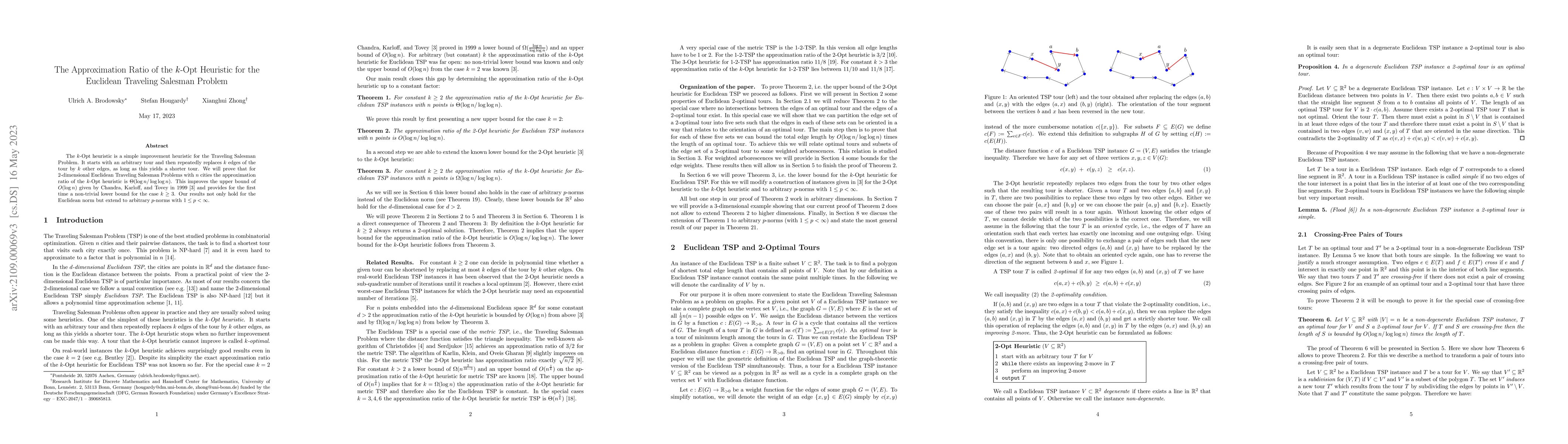 Thumbnail for The Approximation Ratio of the $k$-Opt Heuristic for the Euclidean
  Traveling Salesman Problem