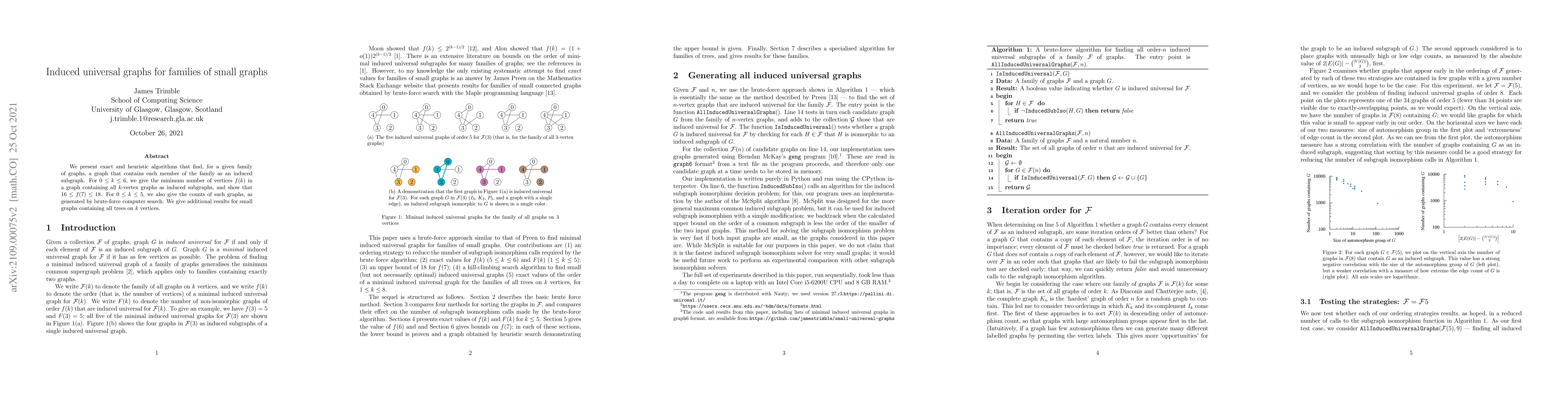 Thumbnail for Induced universal graphs for families of small graphs