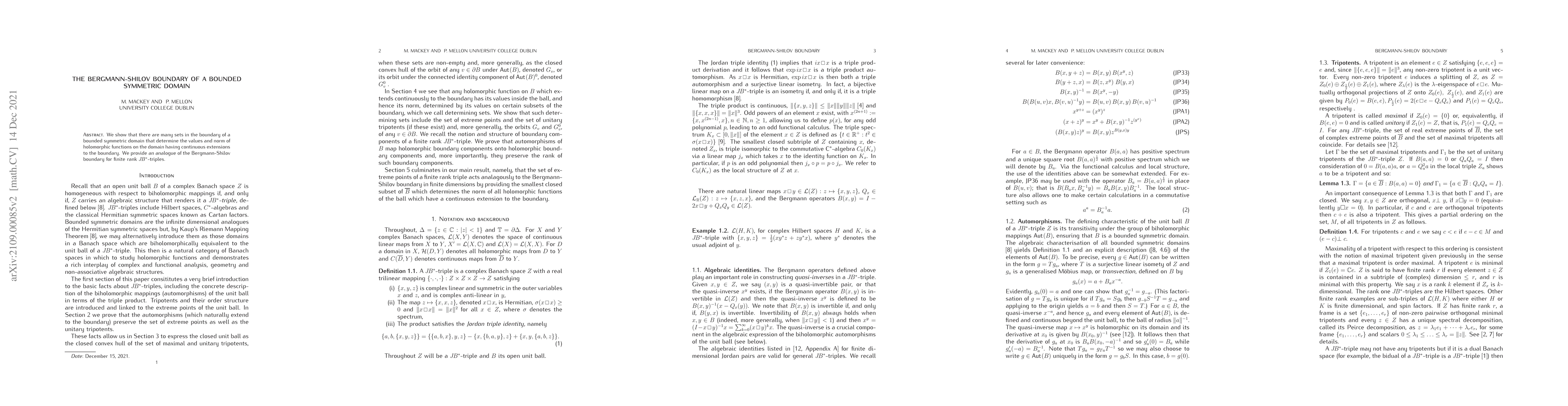 Thumbnail for The Bergmann-Shilov boundary of a bounded symmetric domain
