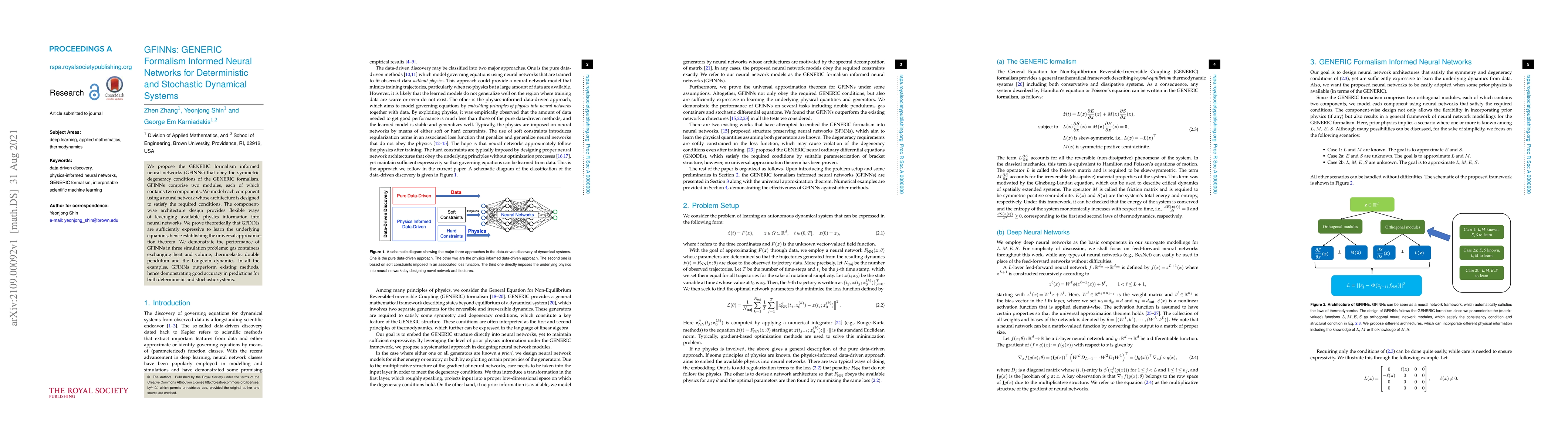 Thumbnail for GFINNs: GENERIC Formalism Informed Neural Networks for Deterministic and
  Stochastic Dynamical Systems