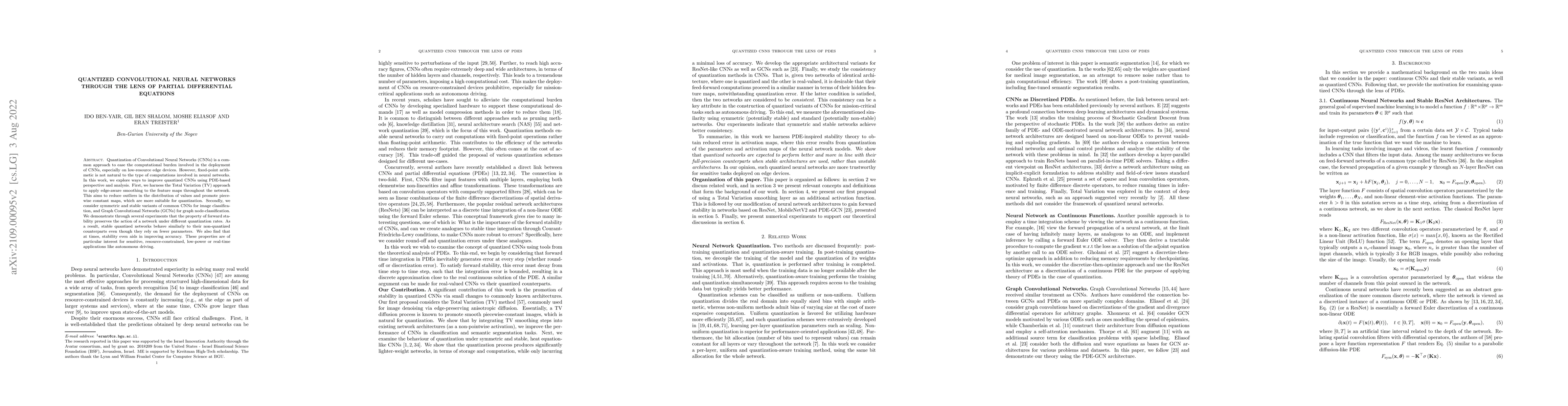 Thumbnail for Quantized Convolutional Neural Networks Through the Lens of Partial
  Differential Equations