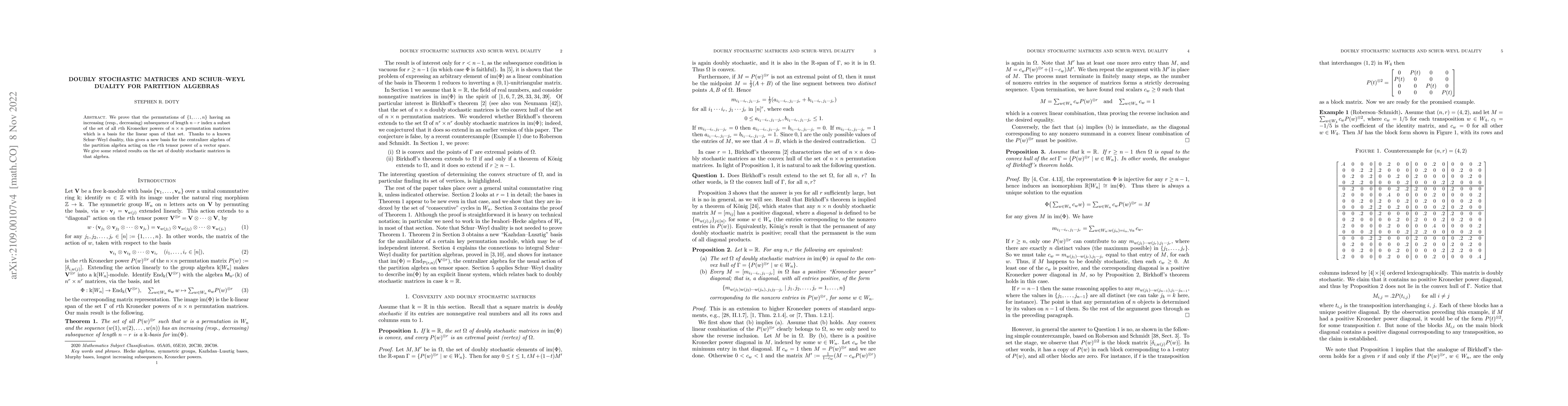 Thumbnail for Doubly stochastic matrices and Schur-Weyl duality for partition algebras