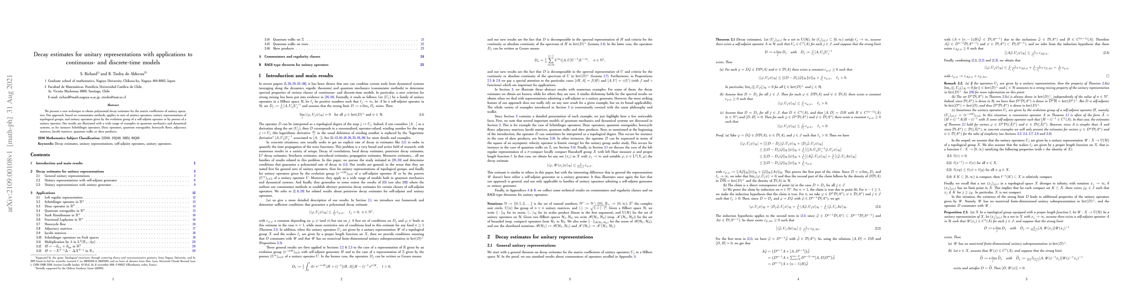 Thumbnail for Decay estimates for unitary representations with applications to
  continuous- and discrete-time models