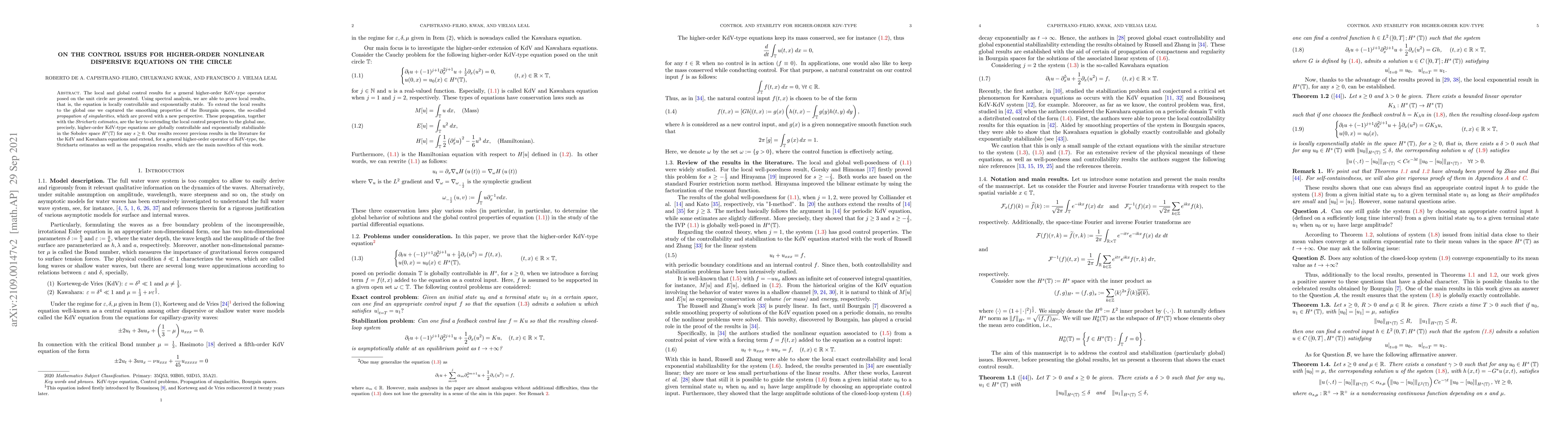 Thumbnail for On the control issues for higher-order nonlinear dispersive equations on
  the circle