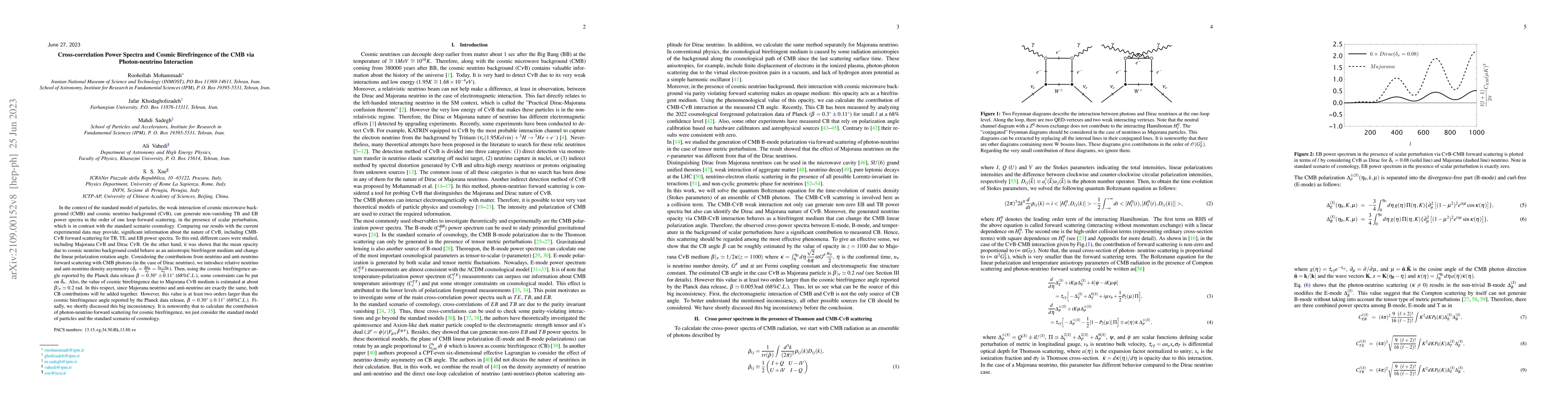 Thumbnail for Cross-correlation Power Spectra and Cosmic Birefringence of the CMB via
  Photon-neutrino Interaction