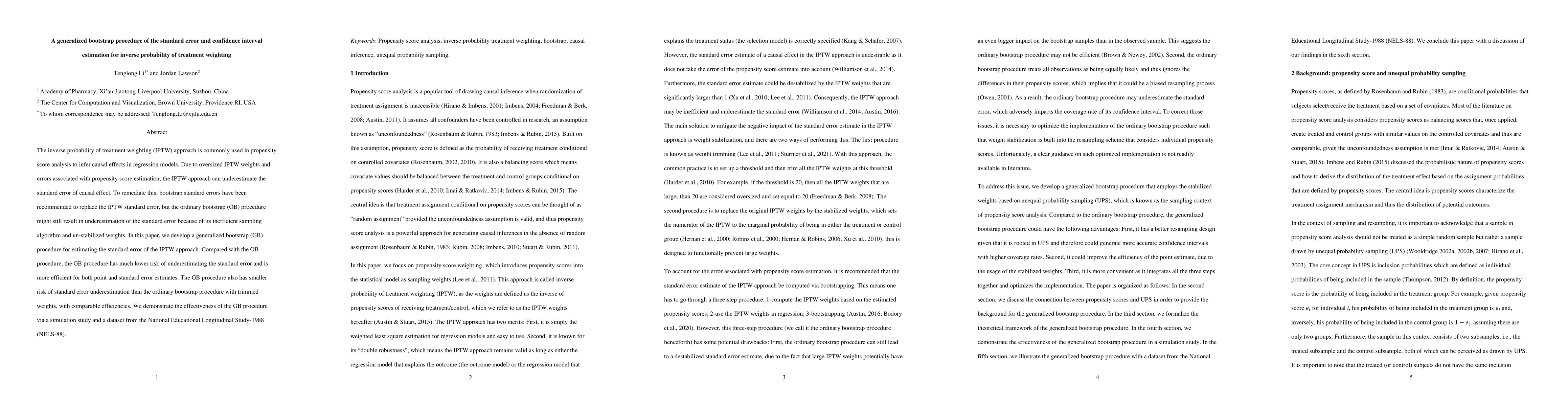 Thumbnail for A generalized bootstrap procedure of the standard error and confidence
  interval estimation for inverse probability of treatment weighting