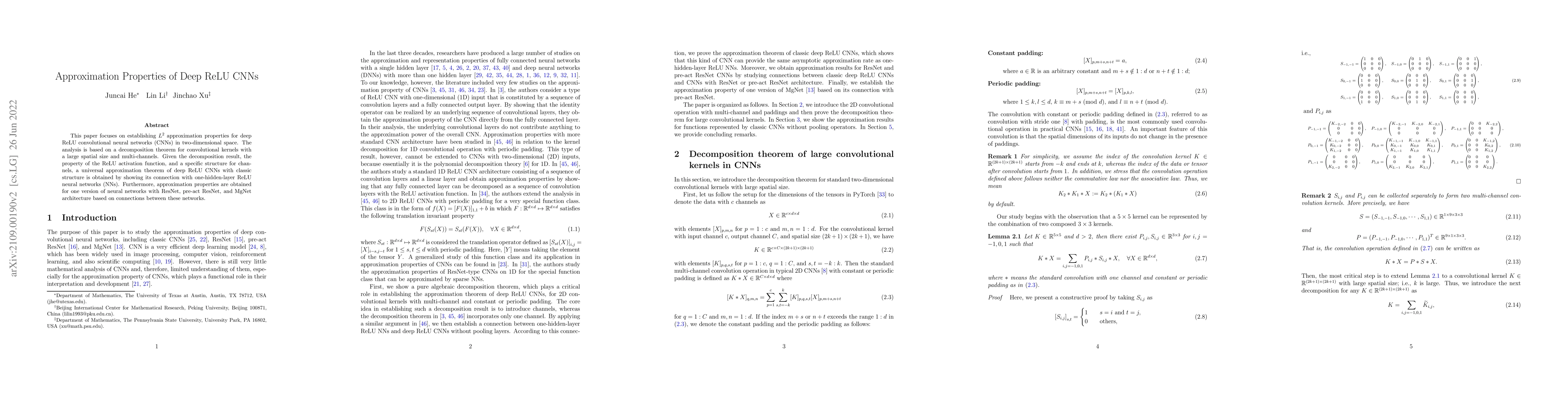 Thumbnail for Approximation Properties of Deep ReLU CNNs