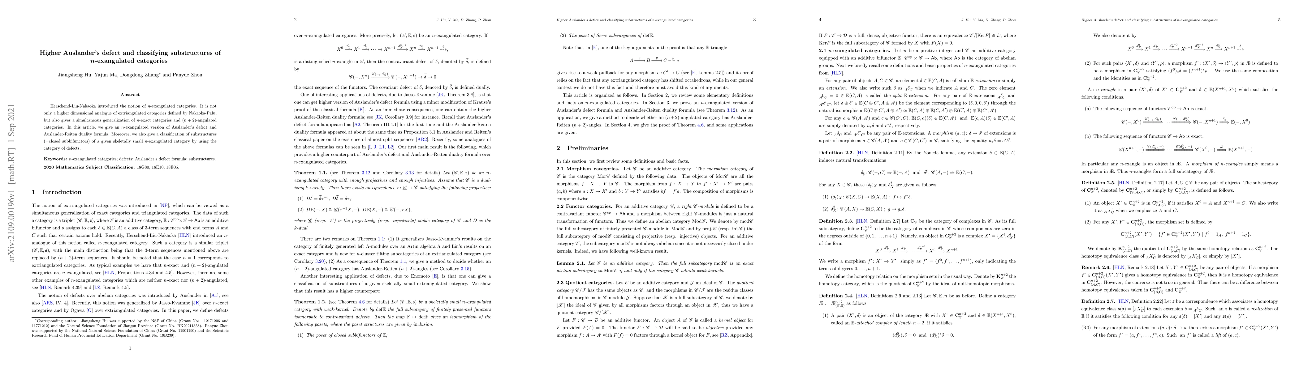 Thumbnail for Higher Auslander's defect and classifying substructures of n-exangulated
  categories