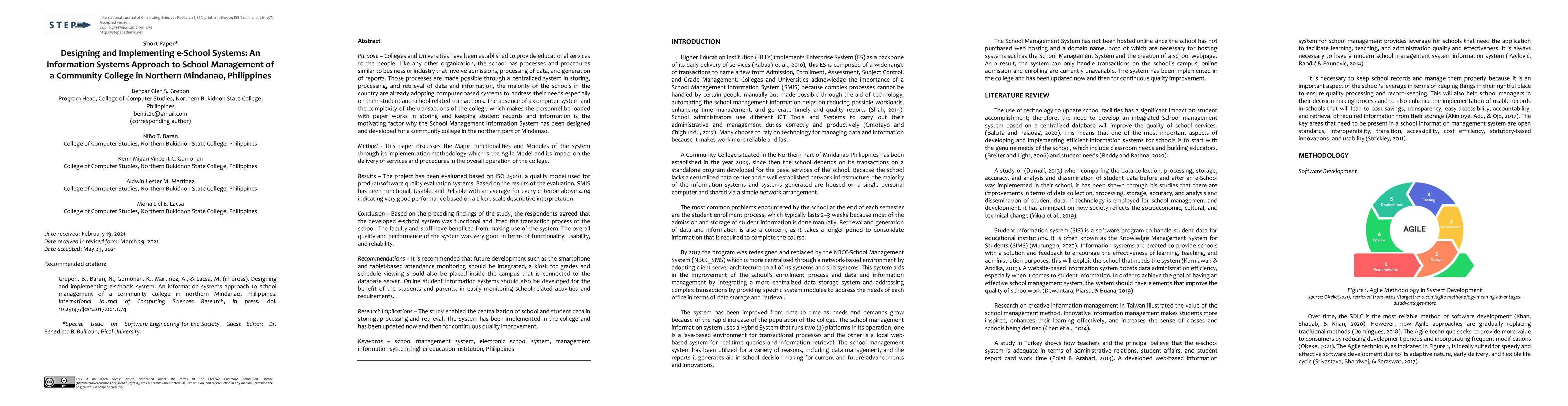 Thumbnail for Designing and Implementing e-School Systems: An Information Systems
  Approach to School Management of a Community College in Northern Mindanao,
  Philippines