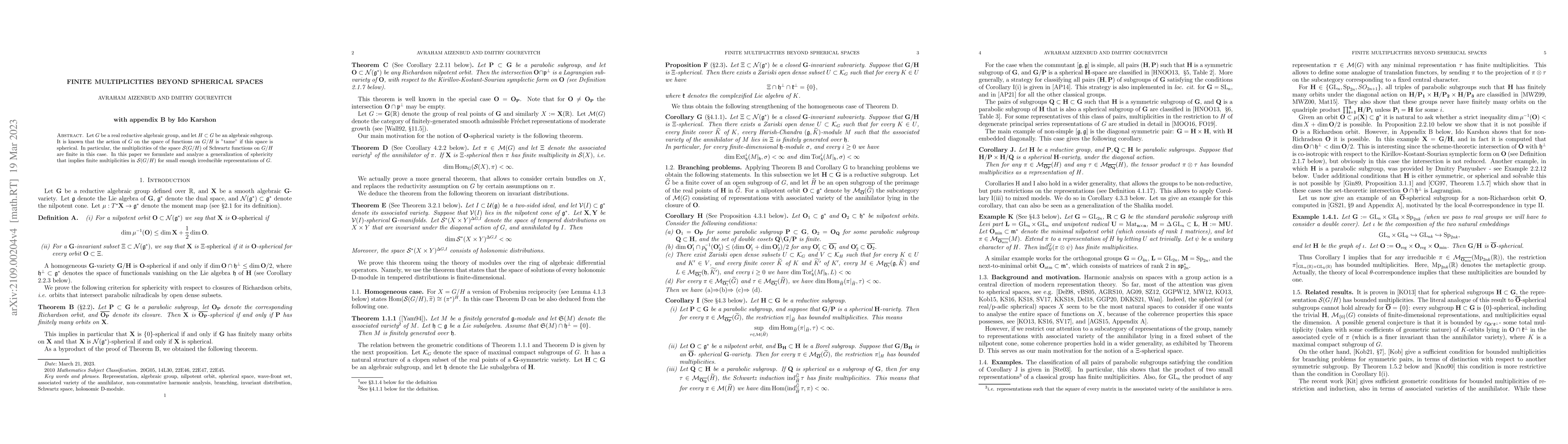 Thumbnail for Finite multiplicities beyond spherical spaces