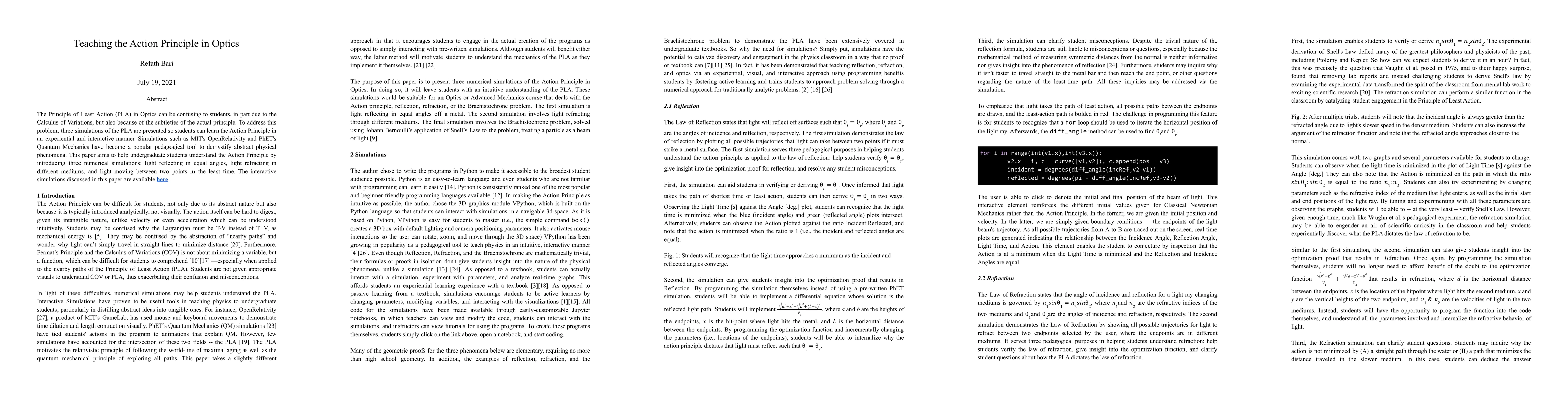 Thumbnail for Simulating the Action Principle in Optics