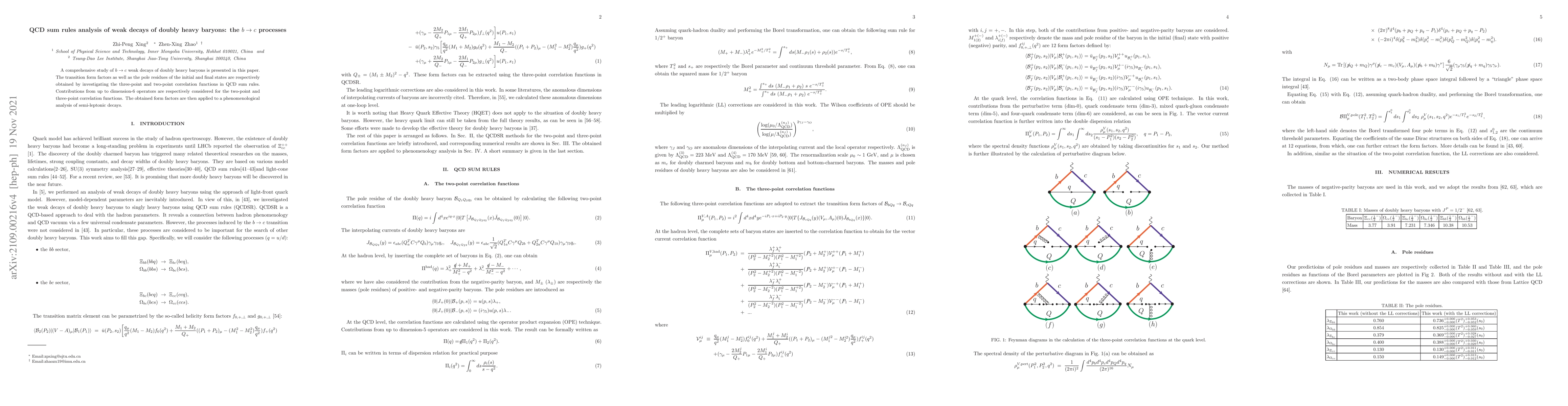 Thumbnail for QCD sum rules analysis of weak decays of doubly heavy baryons: the $b\to
  c$ processes