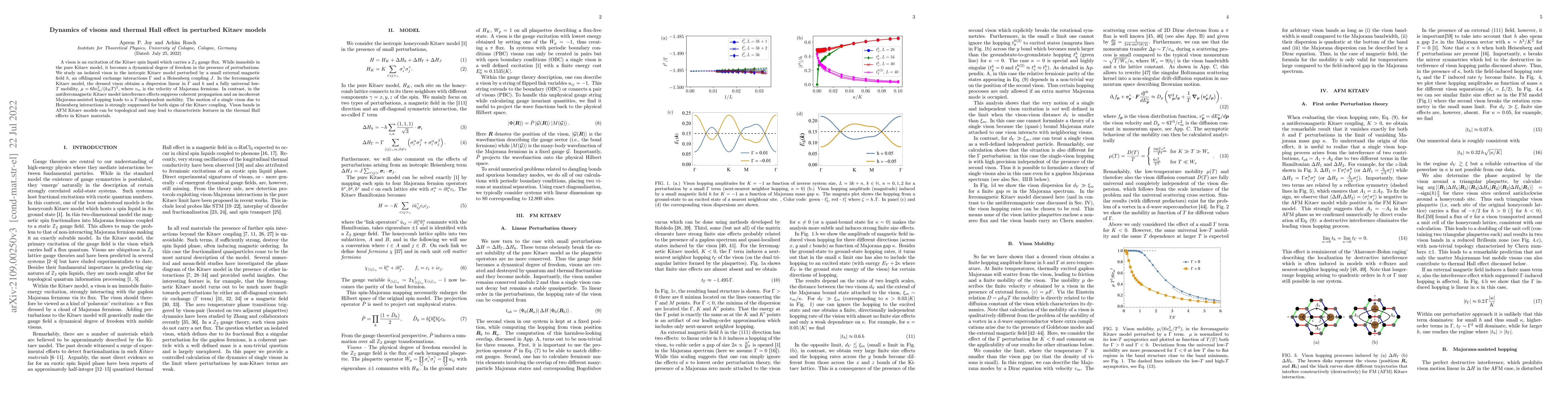 Thumbnail for Dynamics of visons and thermal Hall effect in perturbed Kitaev models