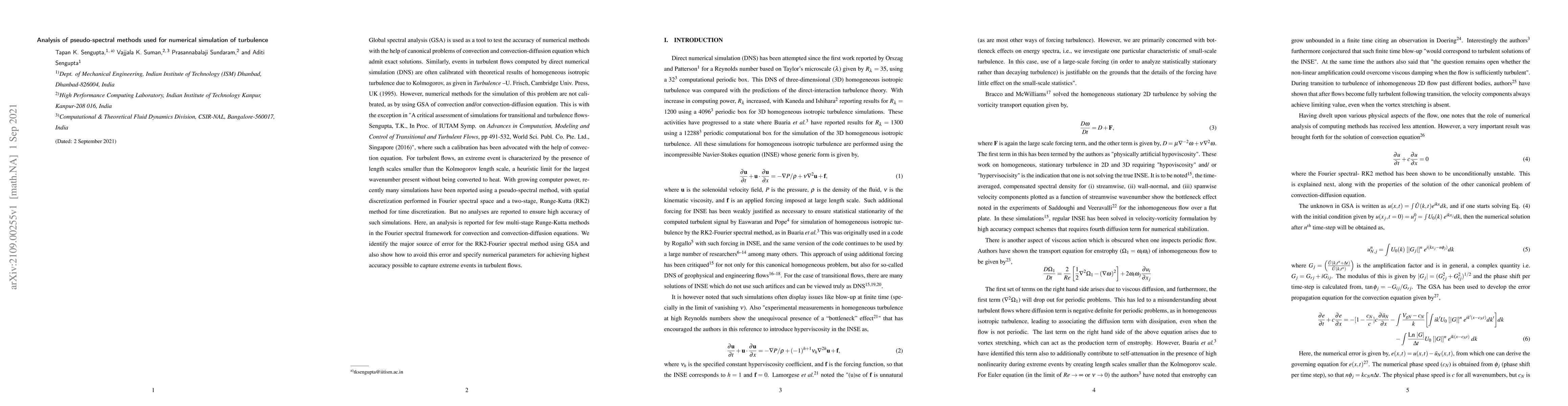 Thumbnail for Analysis of pseudo-spectral methods used for numerical simulation of
  turbulence