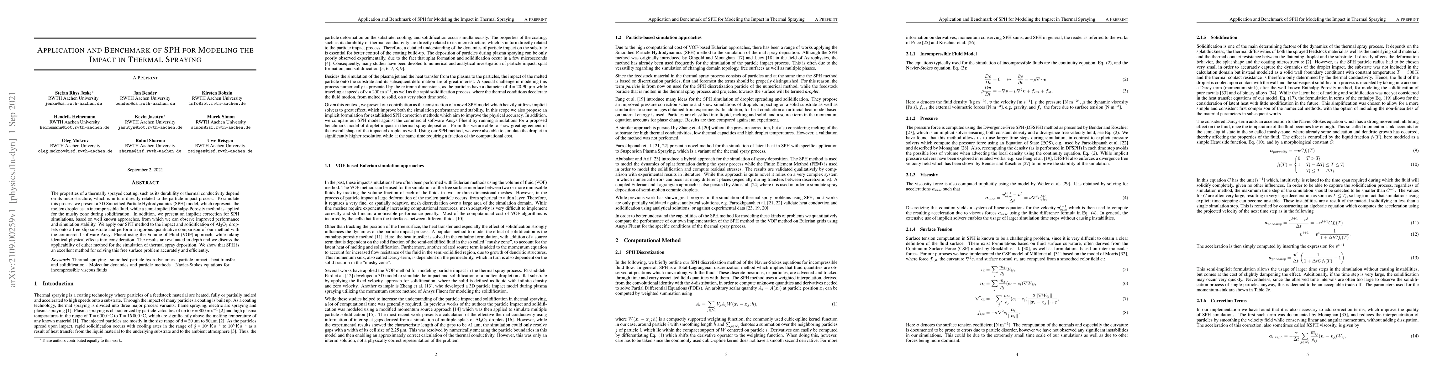 Thumbnail for Application and Benchmark of SPH for Modeling the Impact in Thermal
  Spraying