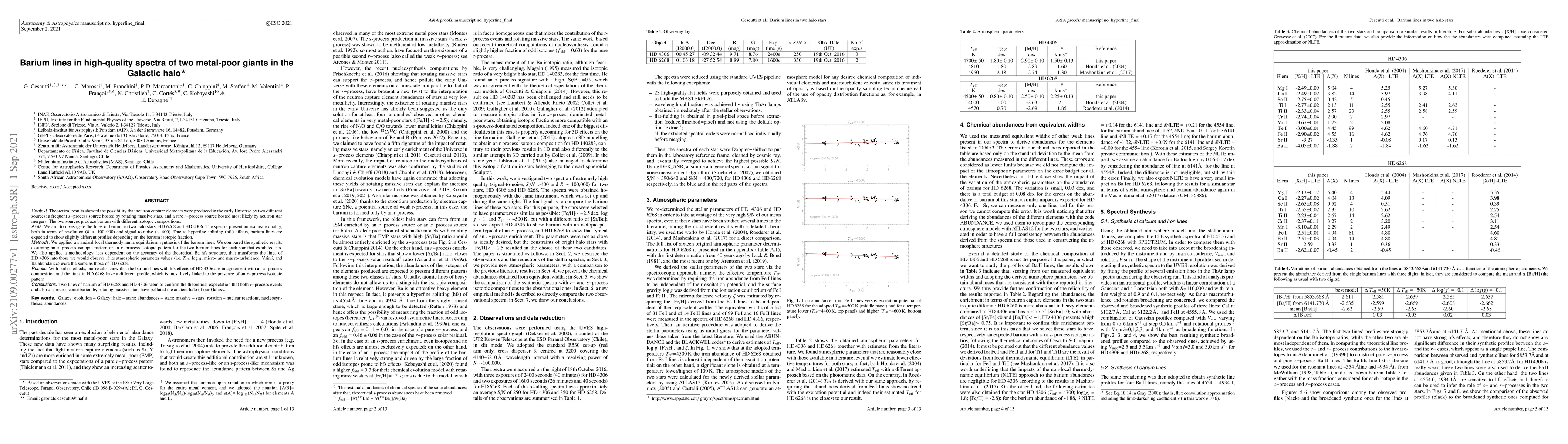 Thumbnail for Barium lines in high-quality spectra of two metal-poor giants in the
  Galactic halo