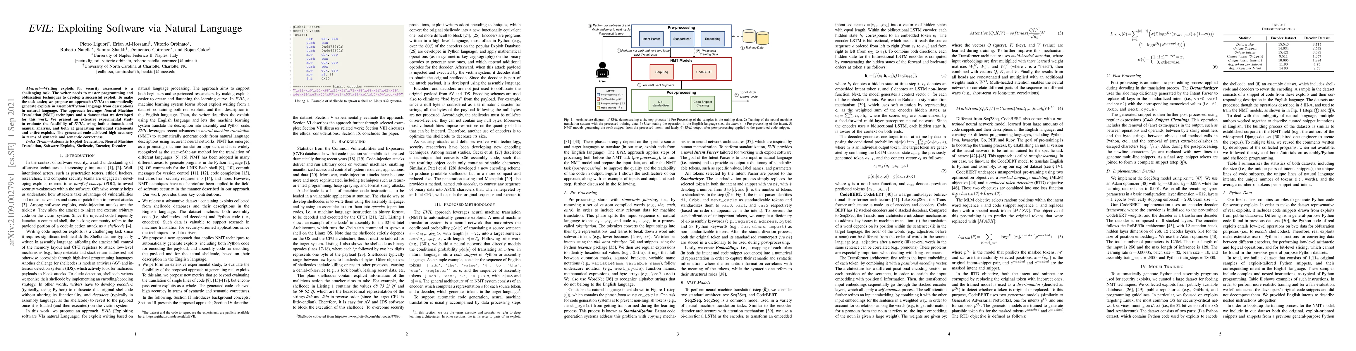 Thumbnail for EVIL: Exploiting Software via Natural Language