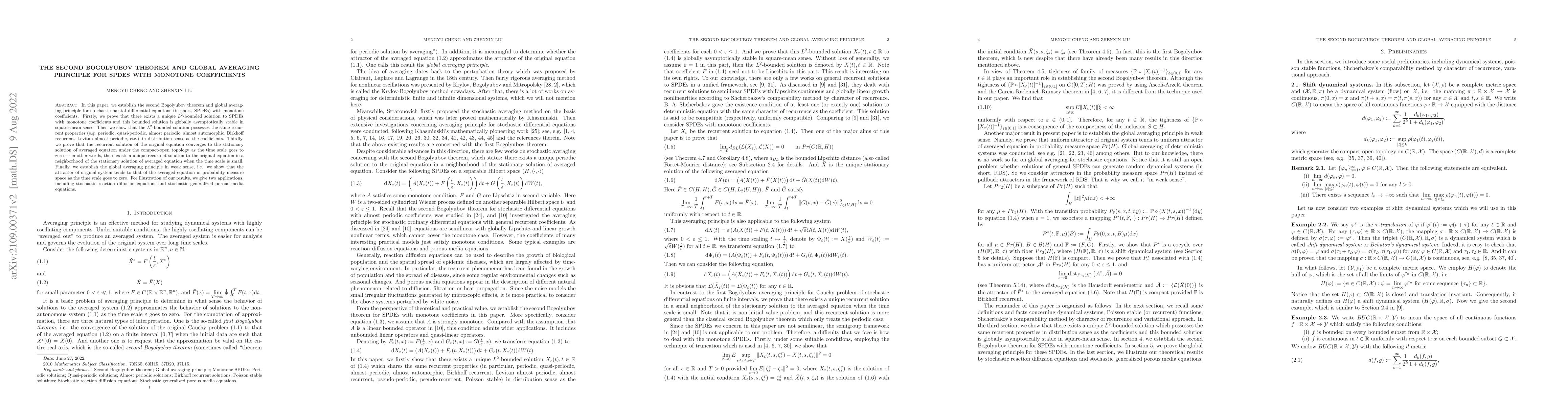 Thumbnail for The second Bogolyubov theorem and global averaging principle for SPDEs
  with monotone coefficients