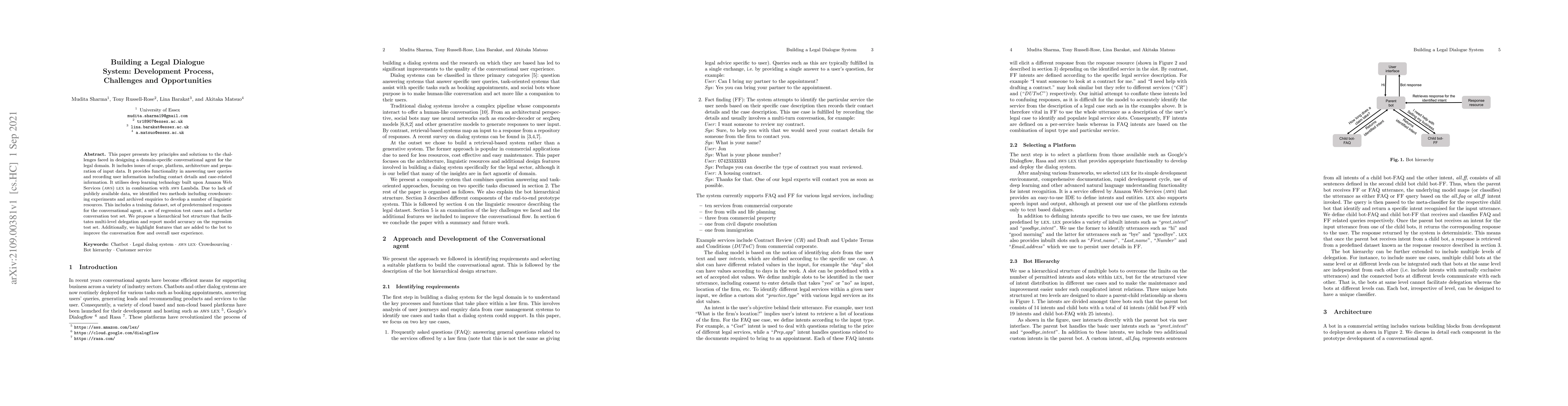 Thumbnail for Building a Legal Dialogue System: Development Process, Challenges and
  Opportunities