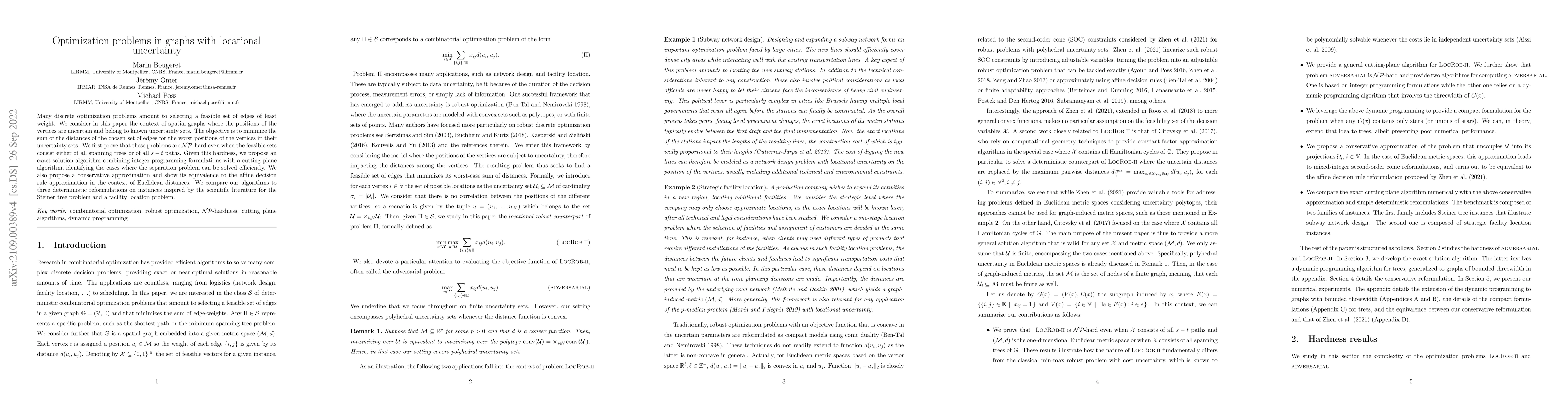 Thumbnail for Optimization problems in graphs with locational uncertainty