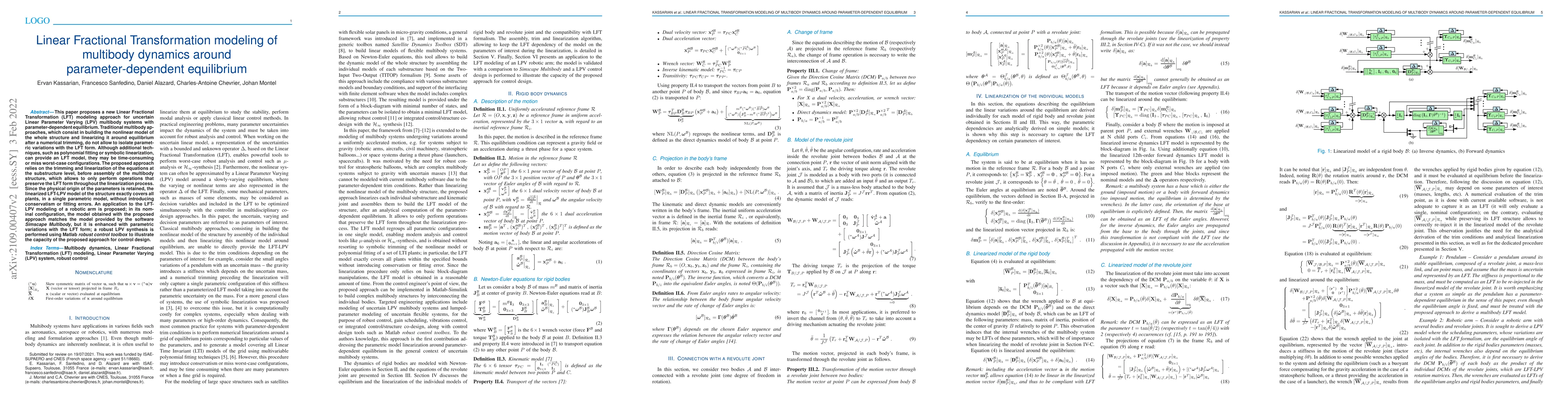 Thumbnail for Linear Fractional Transformation modeling of multibody dynamics around
  parameter-dependent equilibrium