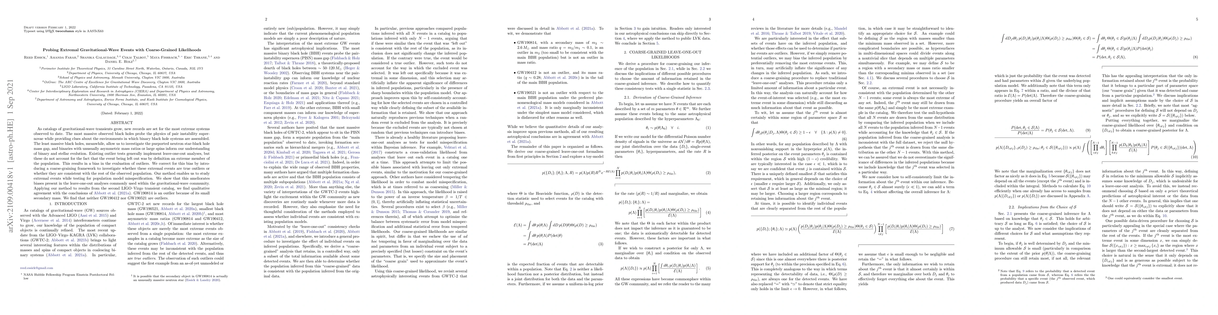 Thumbnail for Probing Extremal Gravitational-Wave Events with Coarse-Grained
  Likelihoods