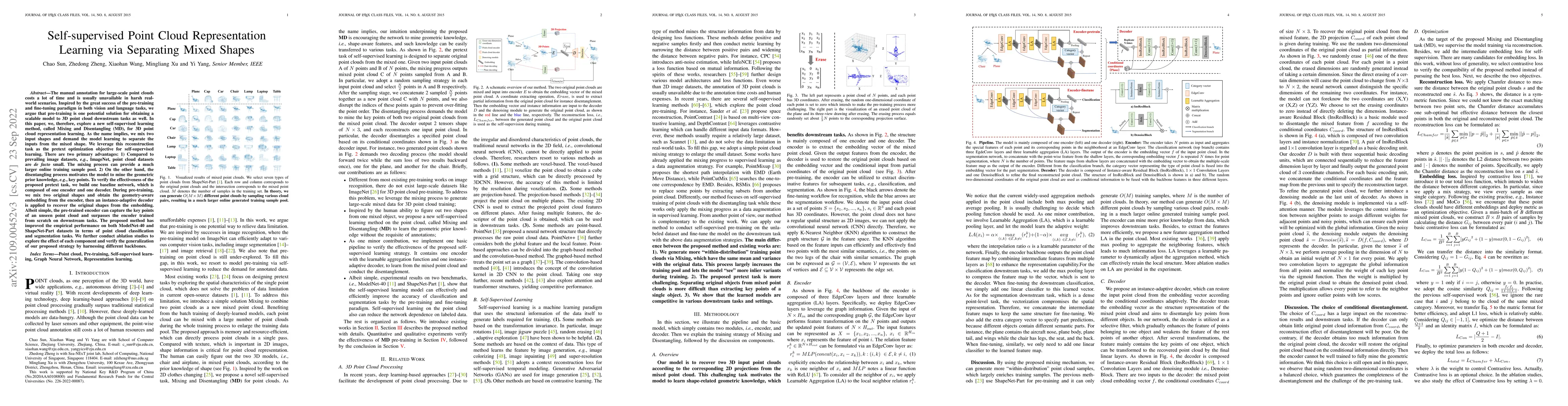 Thumbnail for Self-supervised Point Cloud Representation Learning via Separating Mixed
  Shapes