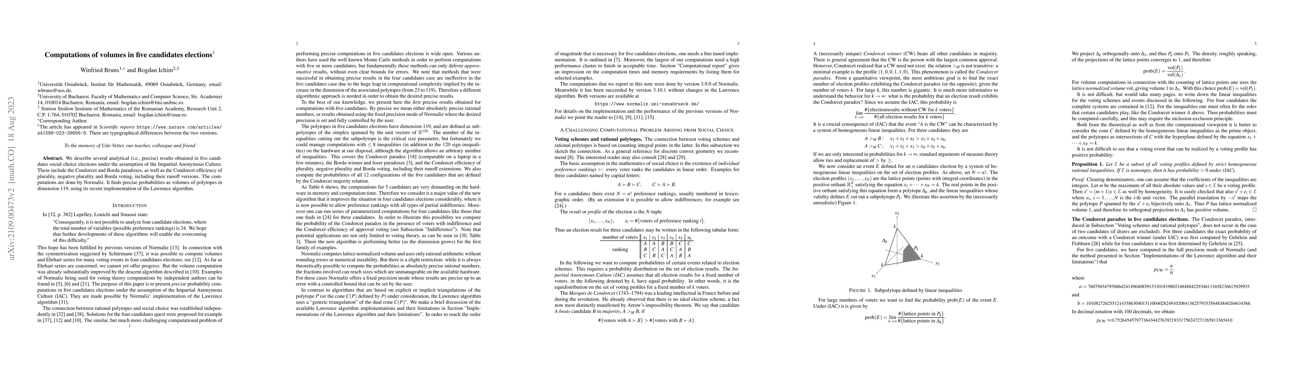 Thumbnail for Computations of volumes in five candidates elections